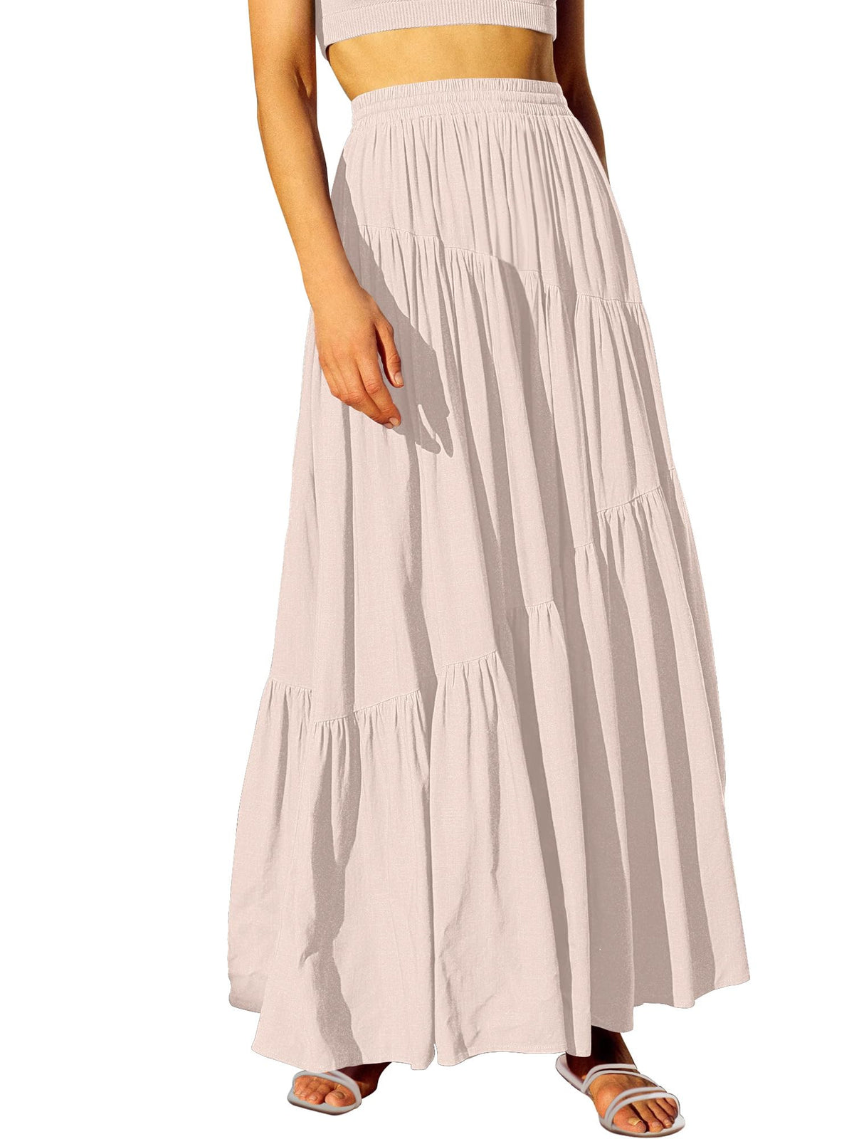 ANRABESS Women’s Summer Boho Flowy Maxi Skirts with Pockets