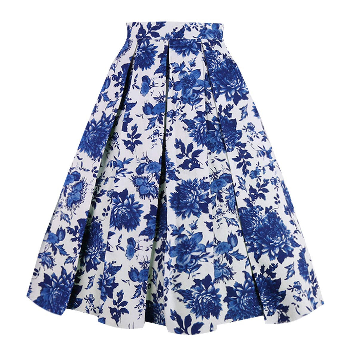 OBBUE Vintage Pleated Skirt A-line Midi Skirts