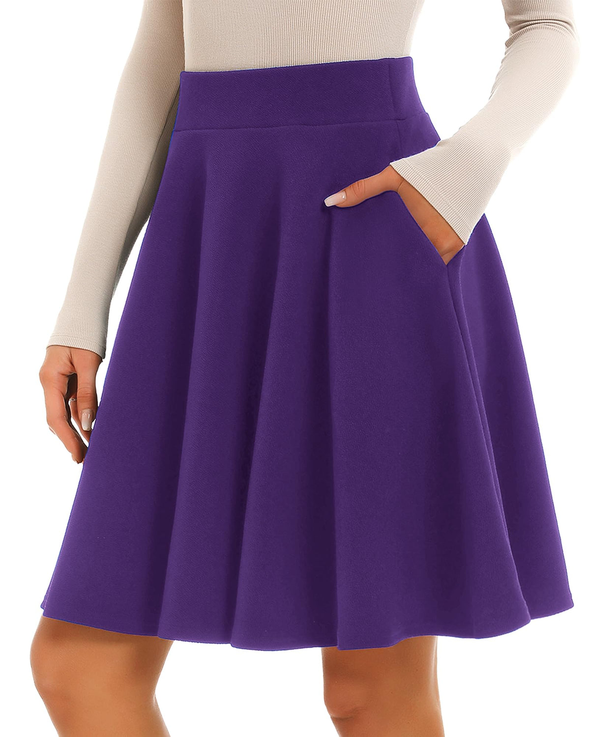 Stelle Women’s Knee Length Flared Skirt for Casual Office Travel Wear