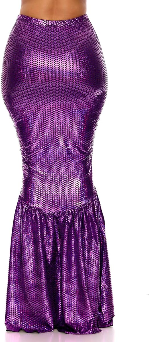 Forplay Women's Mermaid Skirt with Hologram Finish, Halloween Maxi Skirt