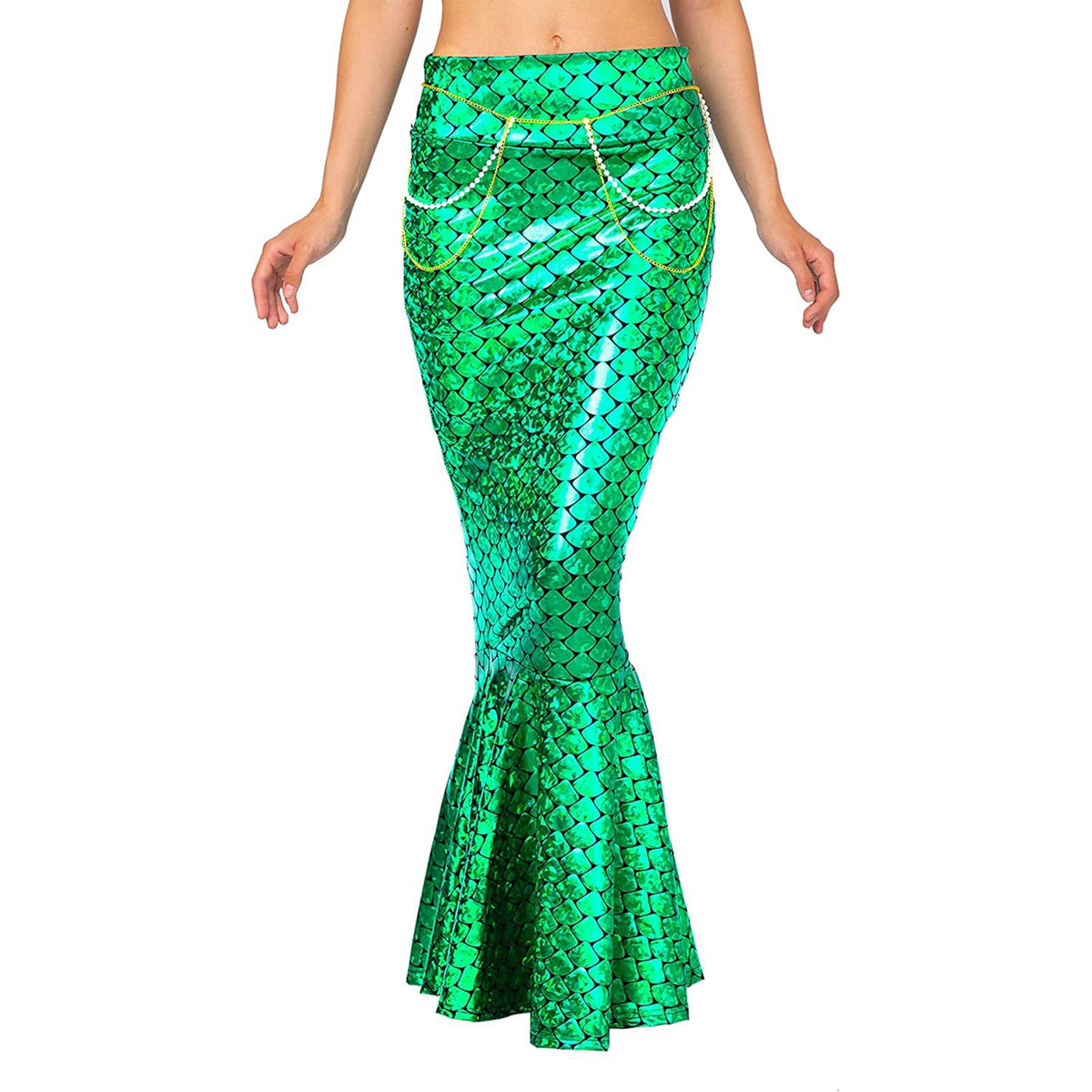 Women Halloween Mermaid Sequin Scale Skirt Package Hip High Waist Fishtail Costume Role-Play Party Cos Outfits