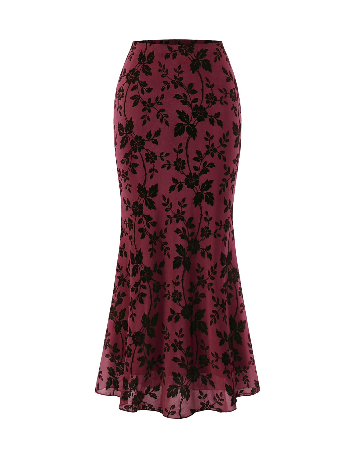 ZESICA Floral Mermaid High Waisted Mesh Maxi Skirts for Women
