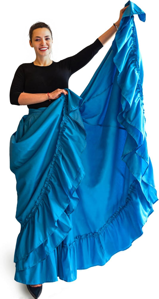 Professional Dance Skirt for Folkloric Mexican Dance, Bomba, Plena or Flamenco Dancing | Double Circle |