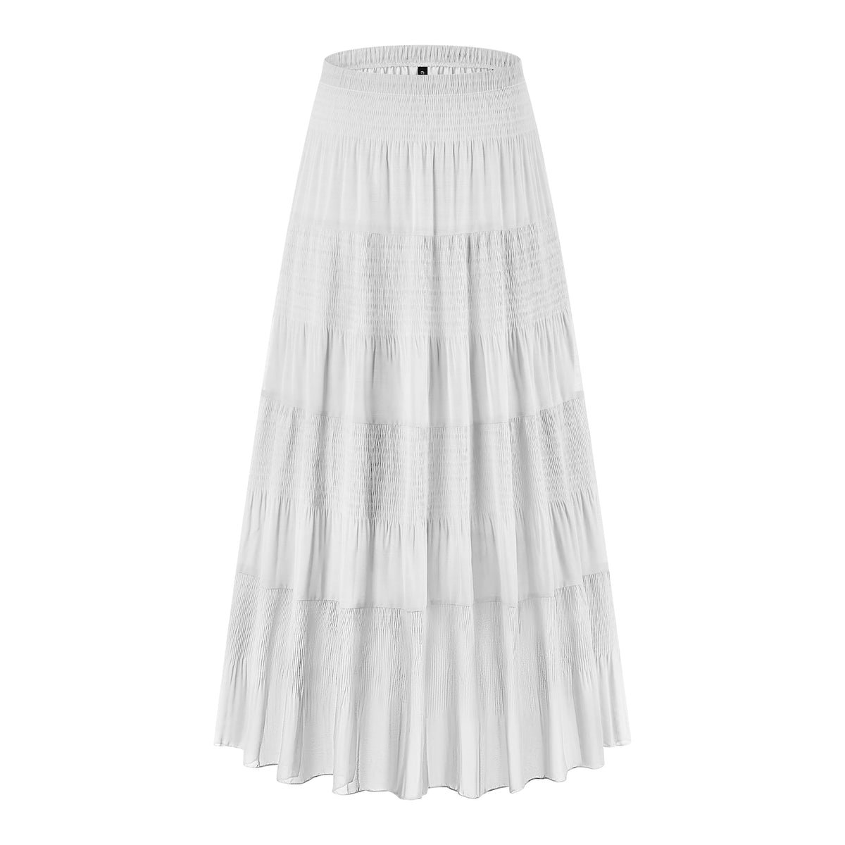 CYiNu Women's Chiffon Elastic High Waist Tiered Pleated Floral Printed A-Line Boho Long Maxi Skirts