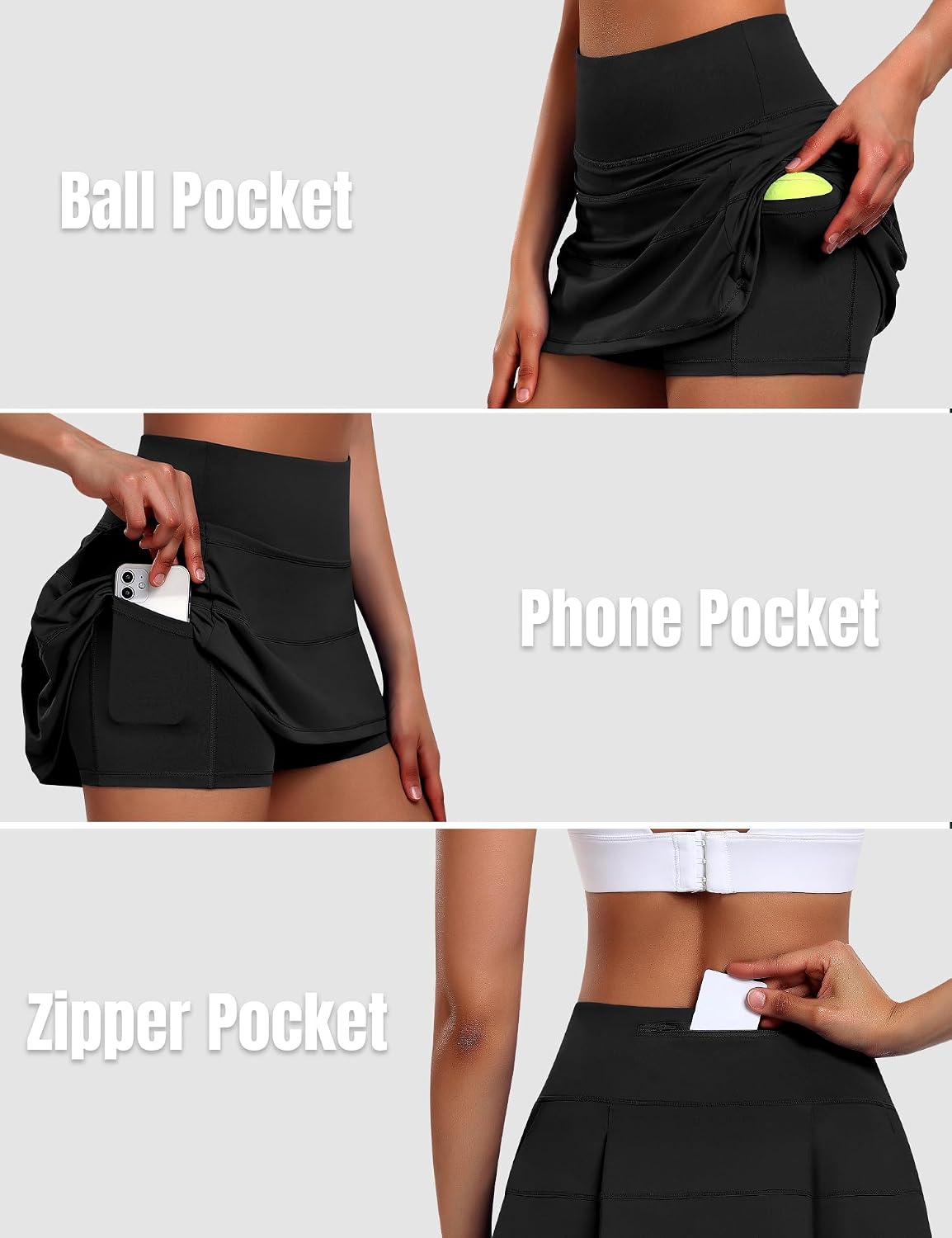 JoyGirl Womens Tennis Skirt with Shorts Pleated Golf Skirt High Waist Pickleball Skirts Athletic Skorts with Pockets