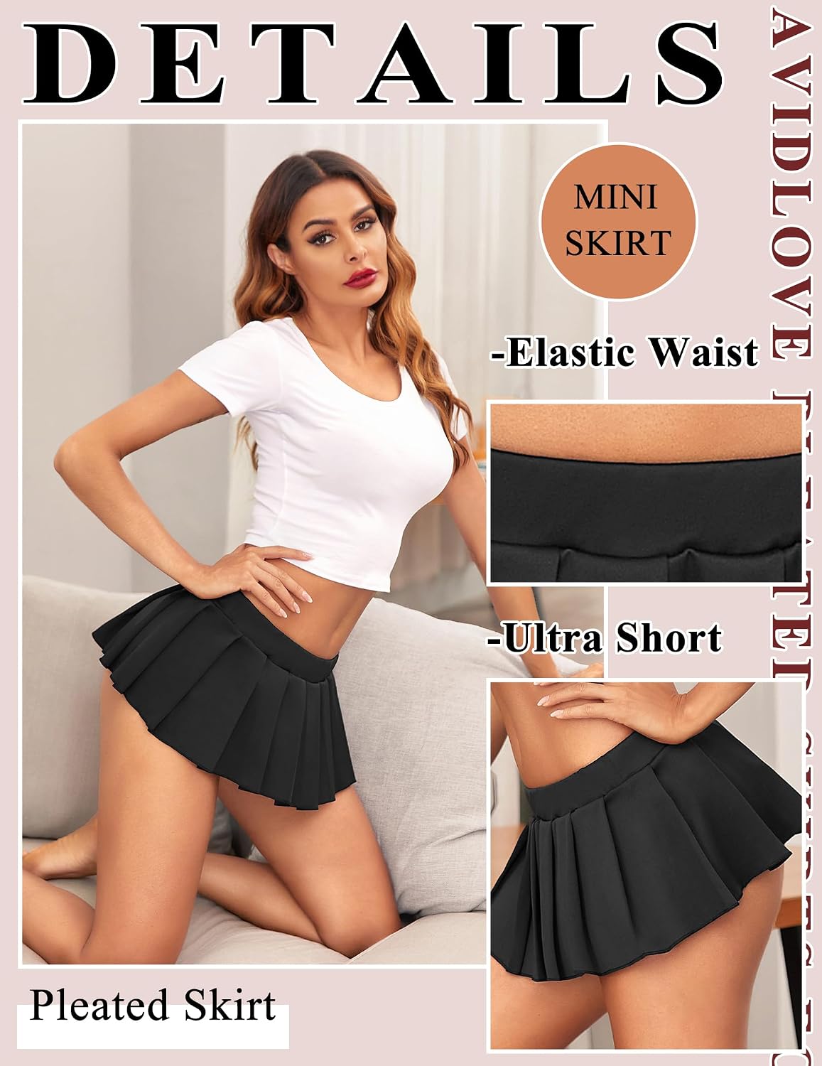 Avidlove Women Sexy Skirts Role Play Pleated Mini Skirt School Girl Skirts
