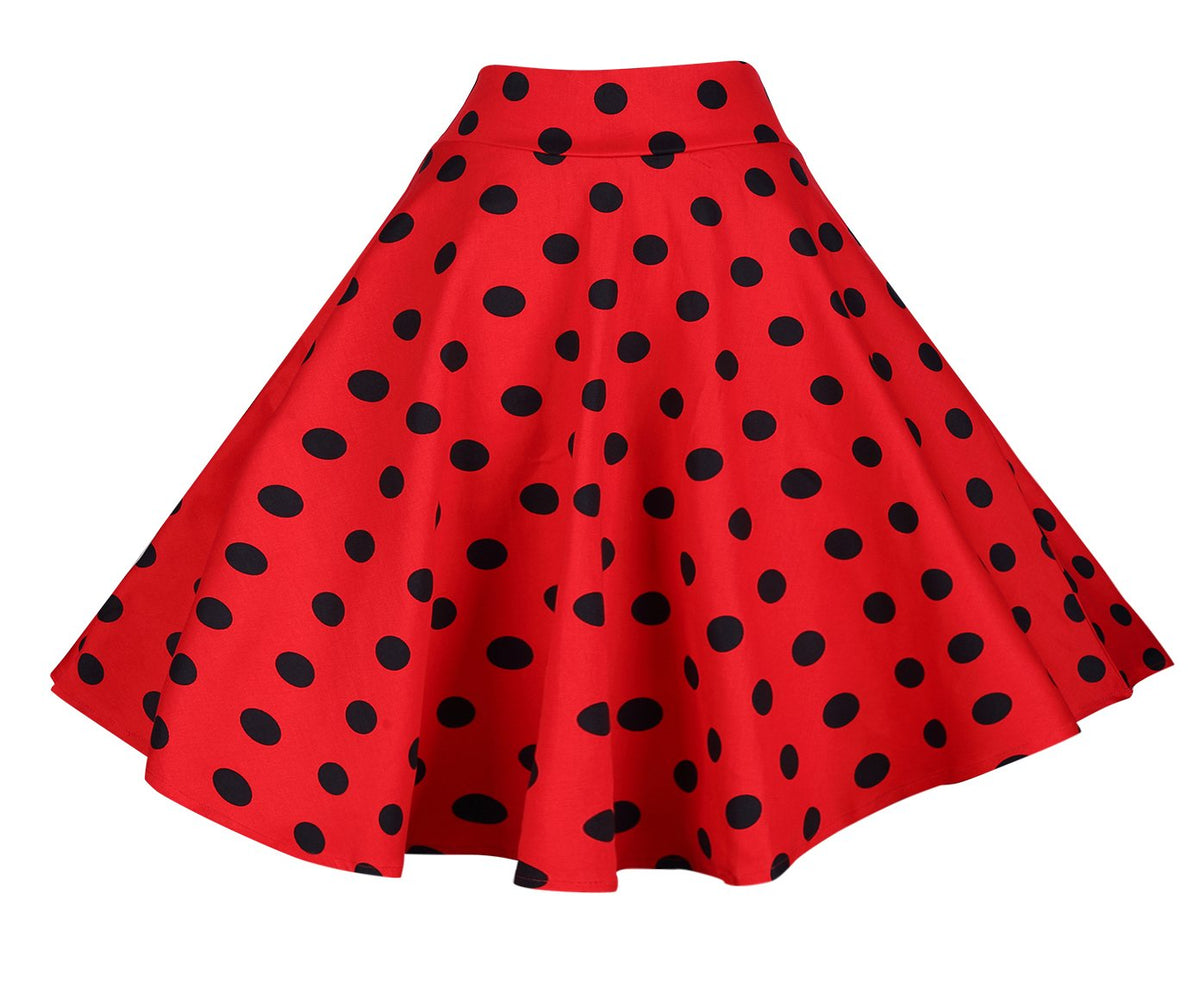 BI.TENCON Women Vintage Skirt Smock Waist Rockabilly Swing Casual Party Skirts