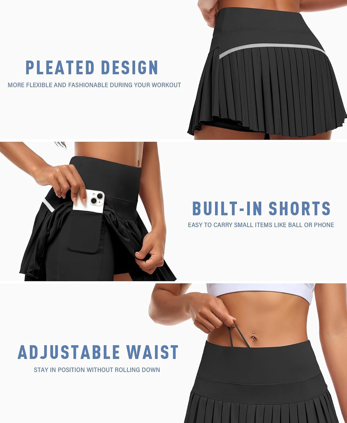 JoyGirl Womens Pleated Tennis Skirt High Waist Golf Skort
