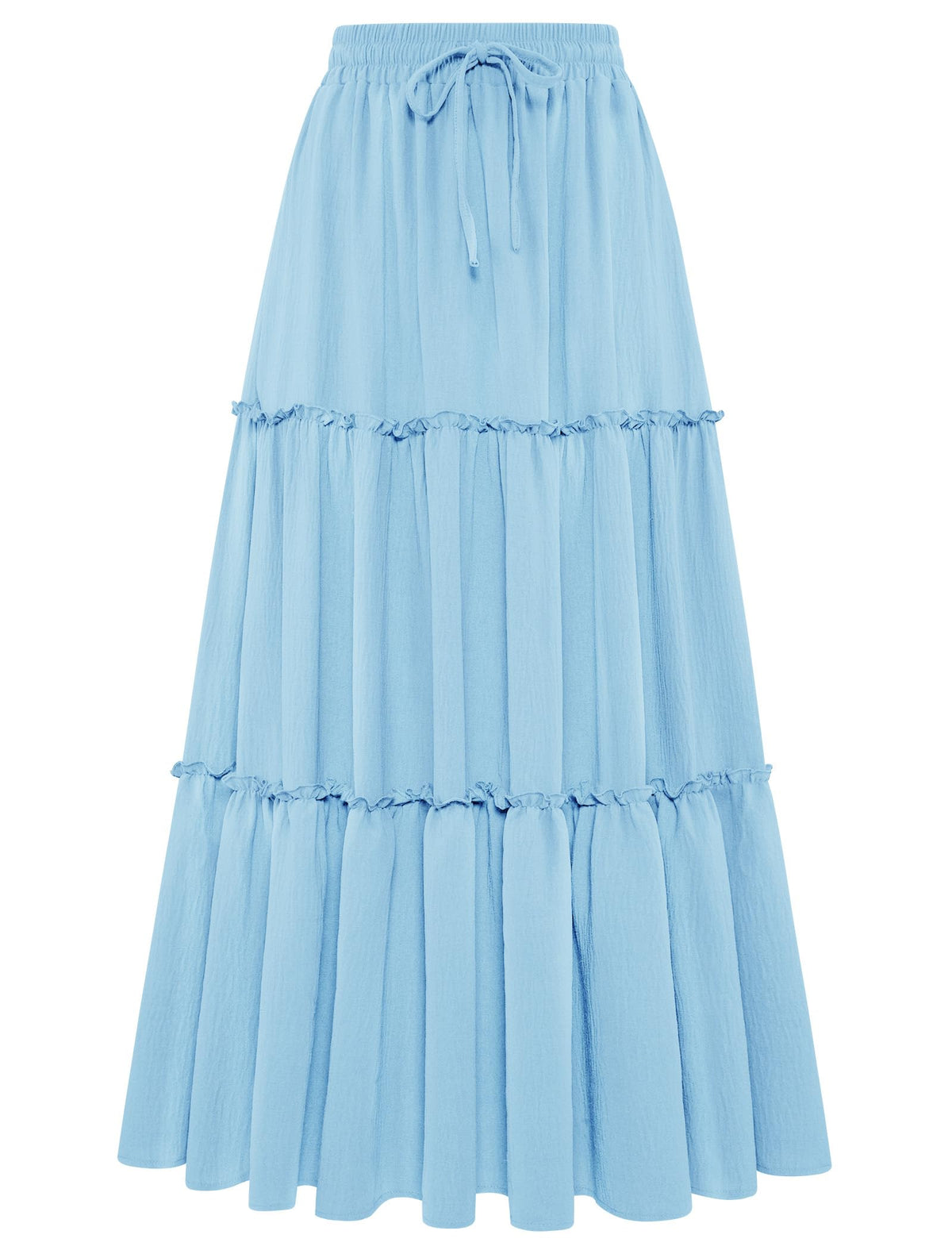 Arolina Women's Summer Maxi Skirt Trendy High Waist Pleated Ruffle Long Skirts Flowy Beach Boho Skirt Dress with Pockets