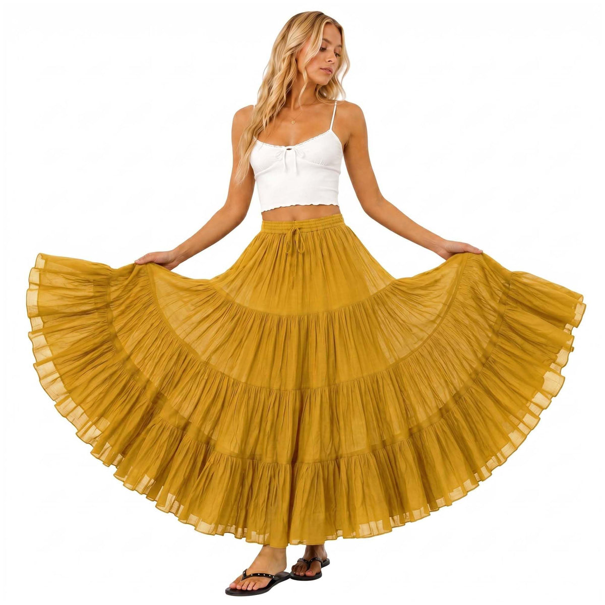 Women's 25 Yard Cotton Gypsy Skirt Boho Belly Dance Maxi Long Skirt