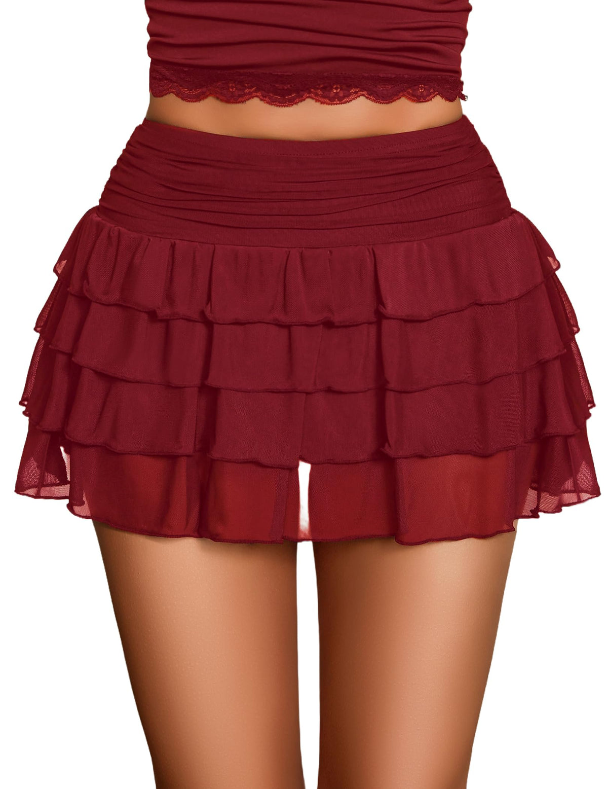 Avidlove Mini Skirt Women's Mesh Flowy Ruffle Tiered Short Skirt Y2k