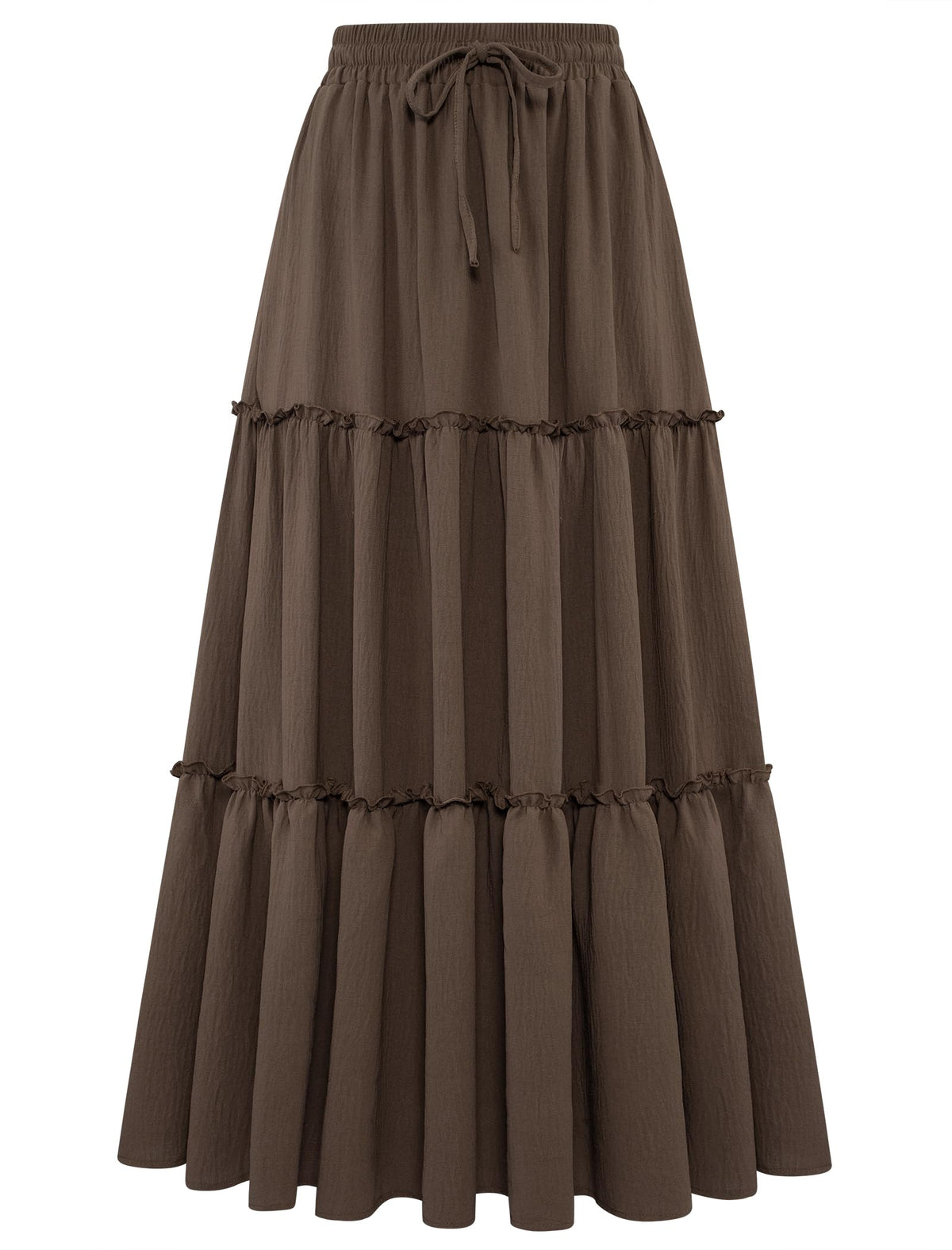 Arolina Women's Summer Maxi Skirt Trendy High Waist Pleated Ruffle Long Skirts Flowy Beach Boho Skirt Dress with Pockets