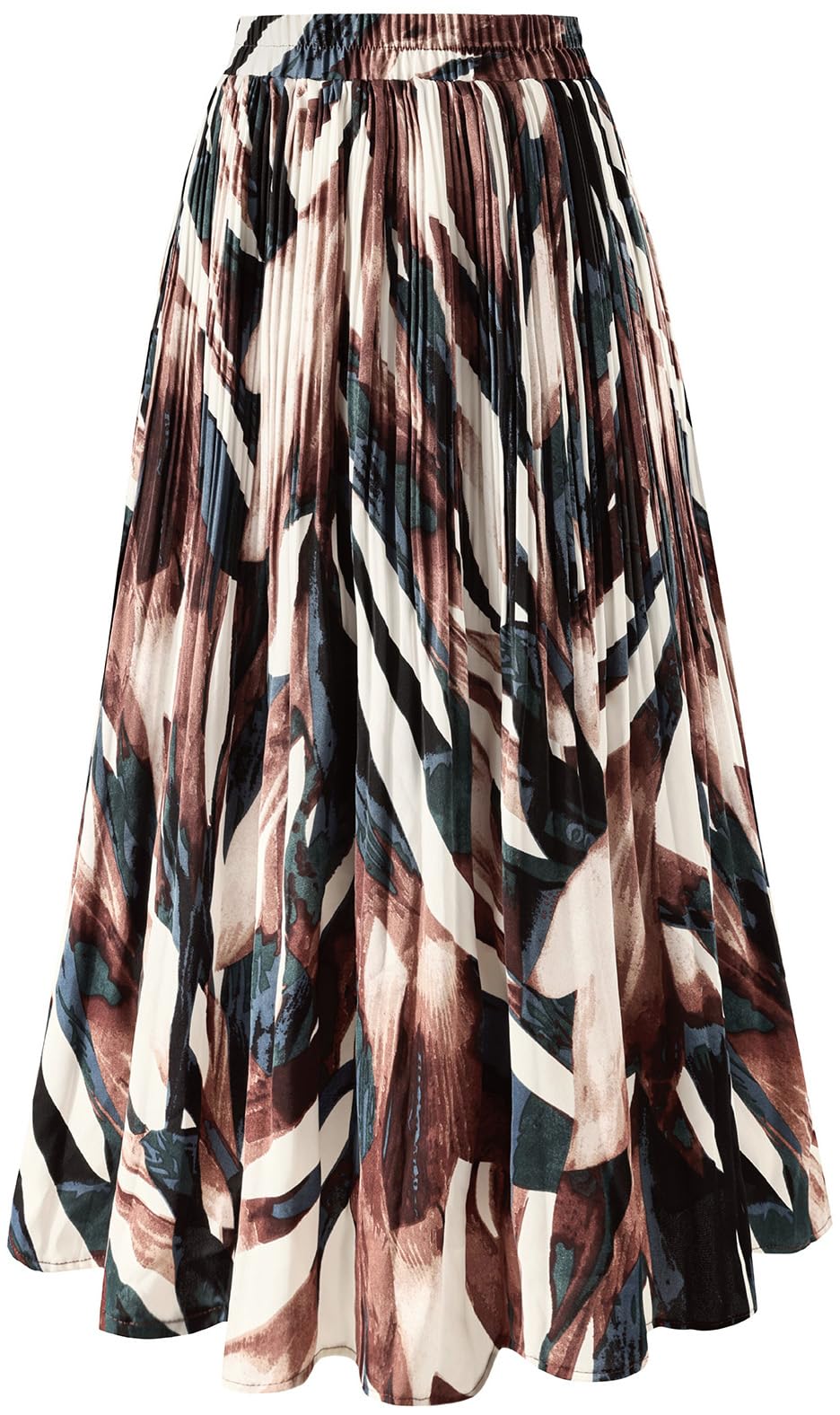 Basoteeuo Womens Skirt Leopard Print Midi Long Shirring Pleated Skirts High Waisted A Line Skirts