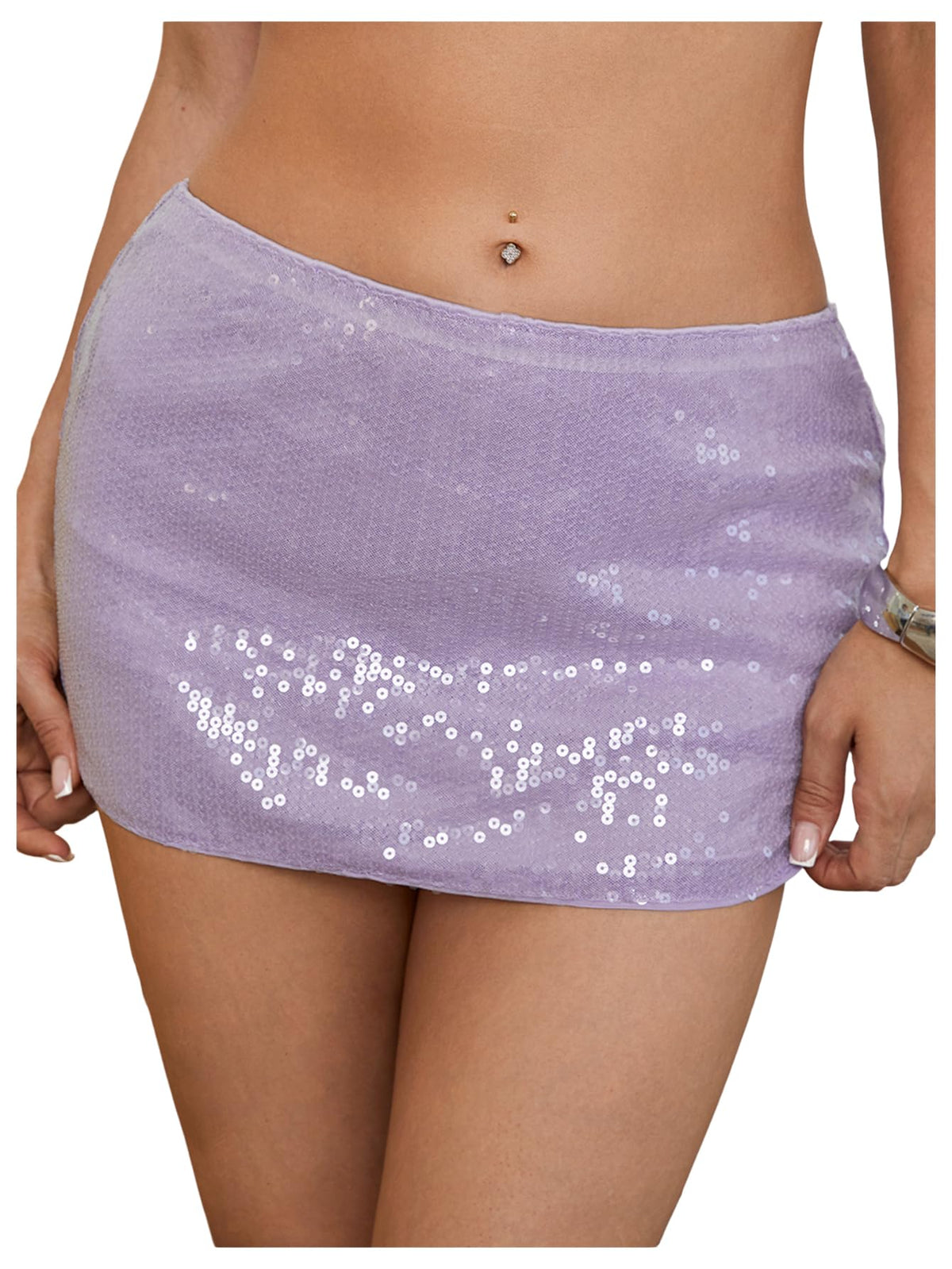 Floerns Women's Sequin Low Waist Mini Skorts Night Out Skirt Shorts