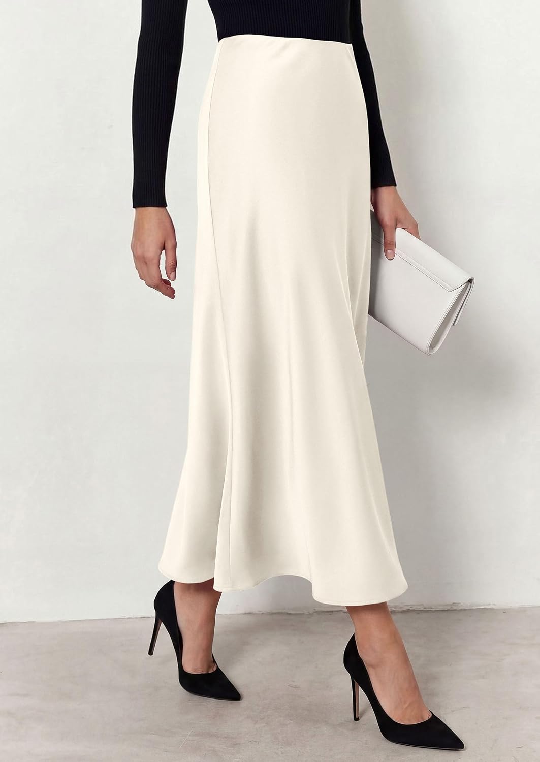 PRETTYGARDEN Women's Silk Satin Maxi Skirts Fall Clothes