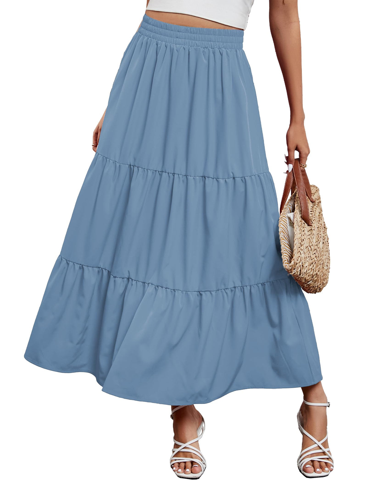 Arolina Maxi Skirts for Women Summer Boho Flowy Tiered Long Beach Skirt