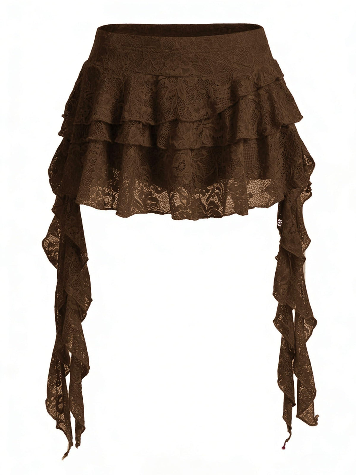 Women's Y2K Mini Skirt Ruffle Lace Mesh Asymmetrical Flowy Short Skort