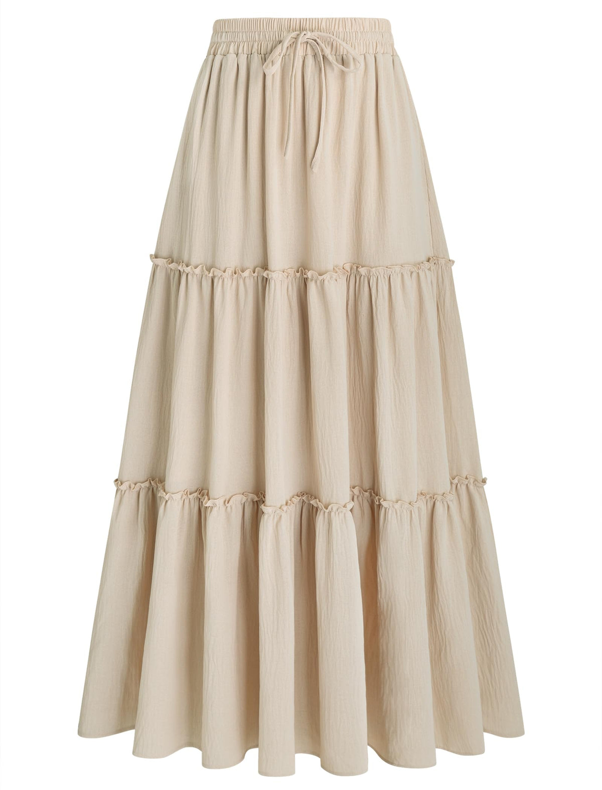 Arolina Women's Summer Maxi Skirt Trendy High Waist Pleated Ruffle Long Skirts Flowy Beach Boho Skirt Dress with Pockets