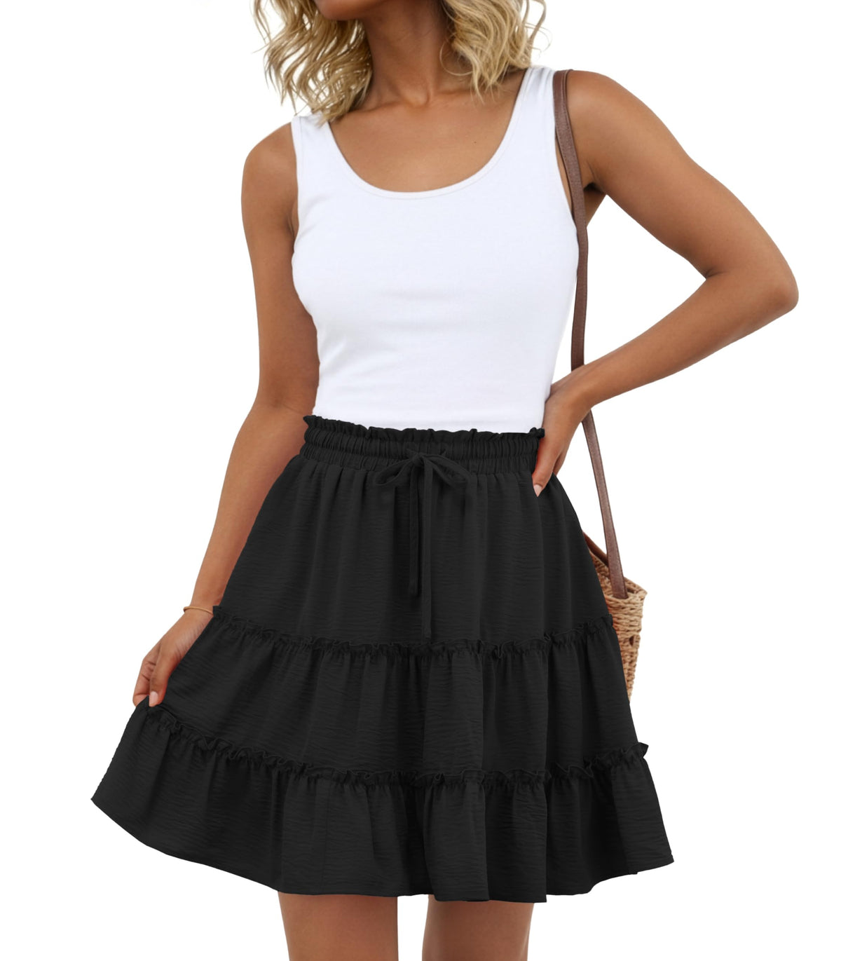 Lepunuo Summer Skirts for Women Flowy Casual Skorts Ruffle Tiered Skirts