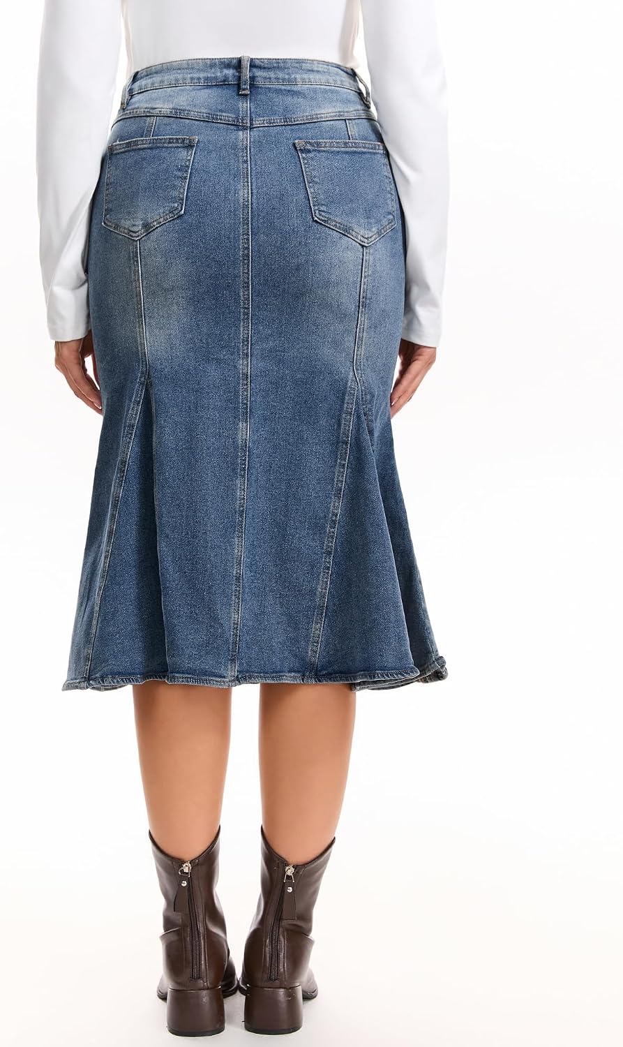 Denim Skirt for Women's Fishtail Midi Jean Skirts