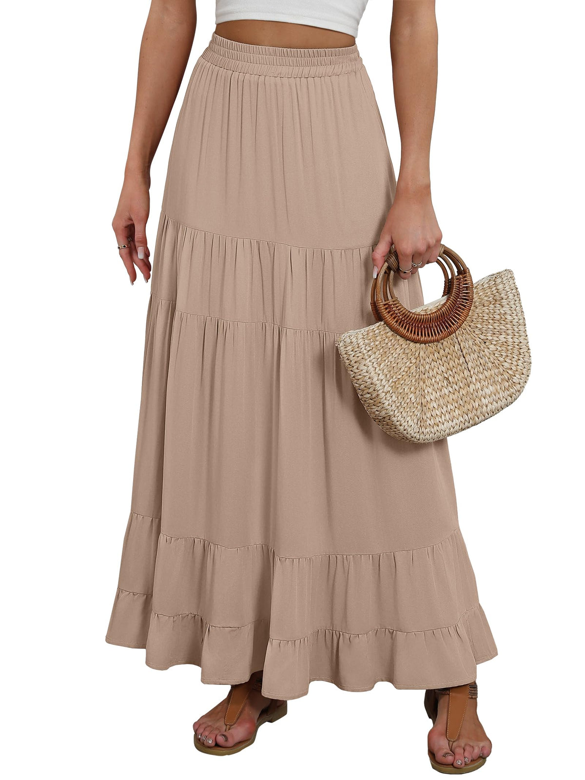 ANRABESS Women’s Summer Flowy Maxi Skirts with Pockets