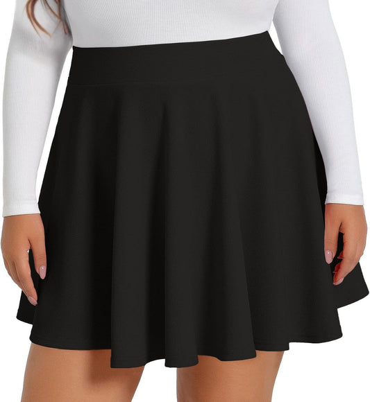 Plus Size Skirts for Women Summer Pleated Flowy High Waisted Short Skirt