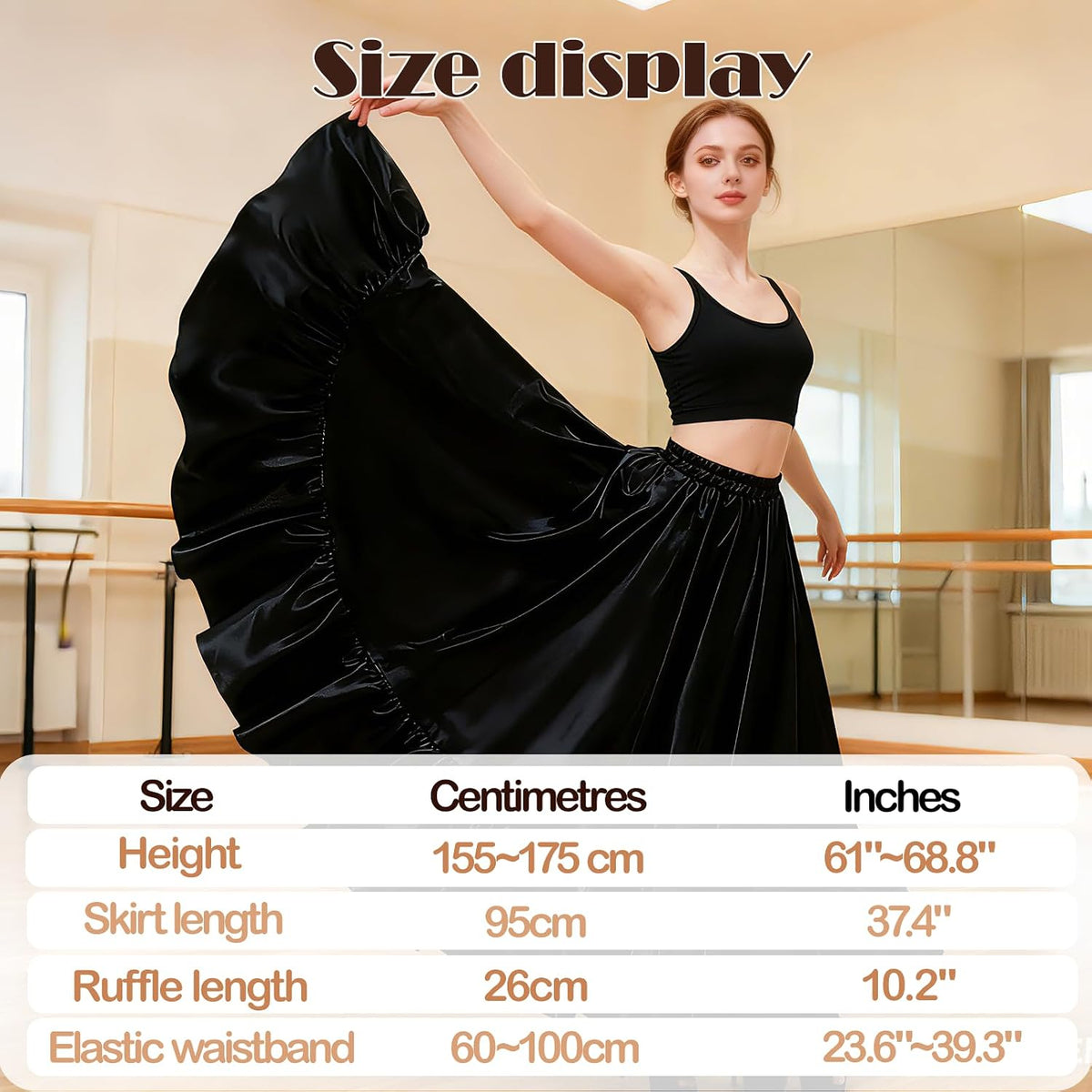 Satin Belly Dance Skirt for Women Maxi Midi Dress Circle Skirt Elastic Waist Stage Performance Holiday Party Dance Skirts