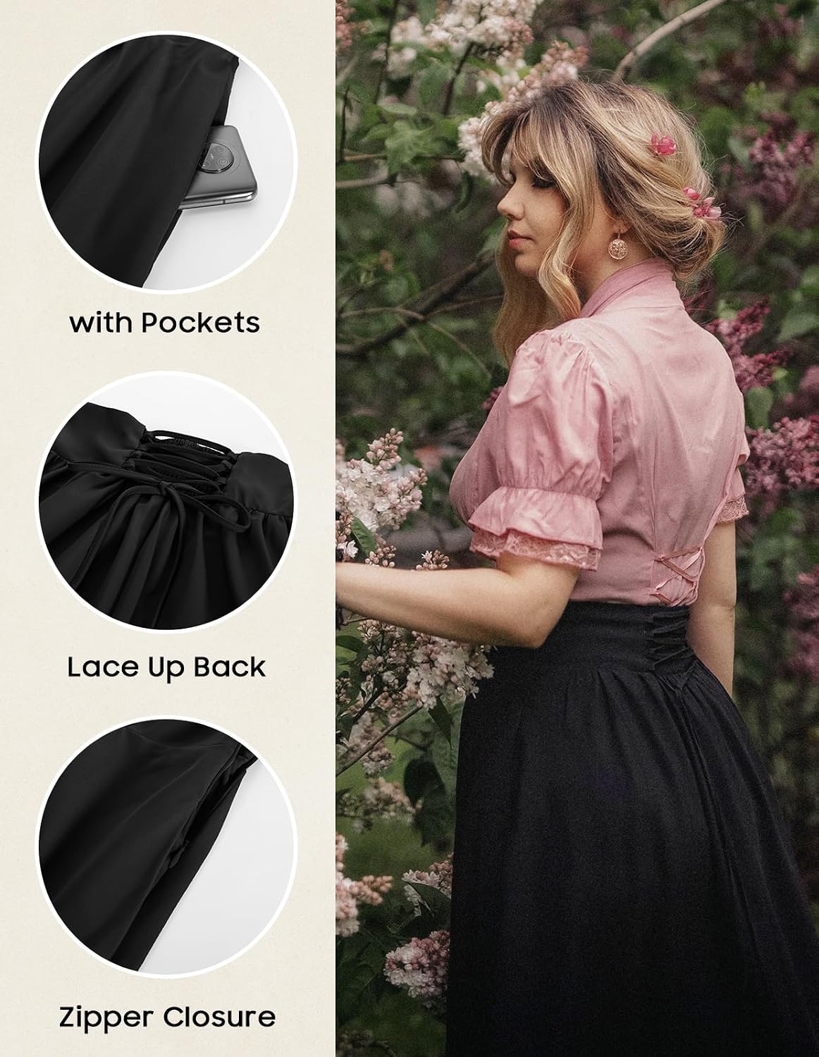 Scarlet Darkness Women Renaissance Maxi Skirt Victorian Flowy Long Skirts
