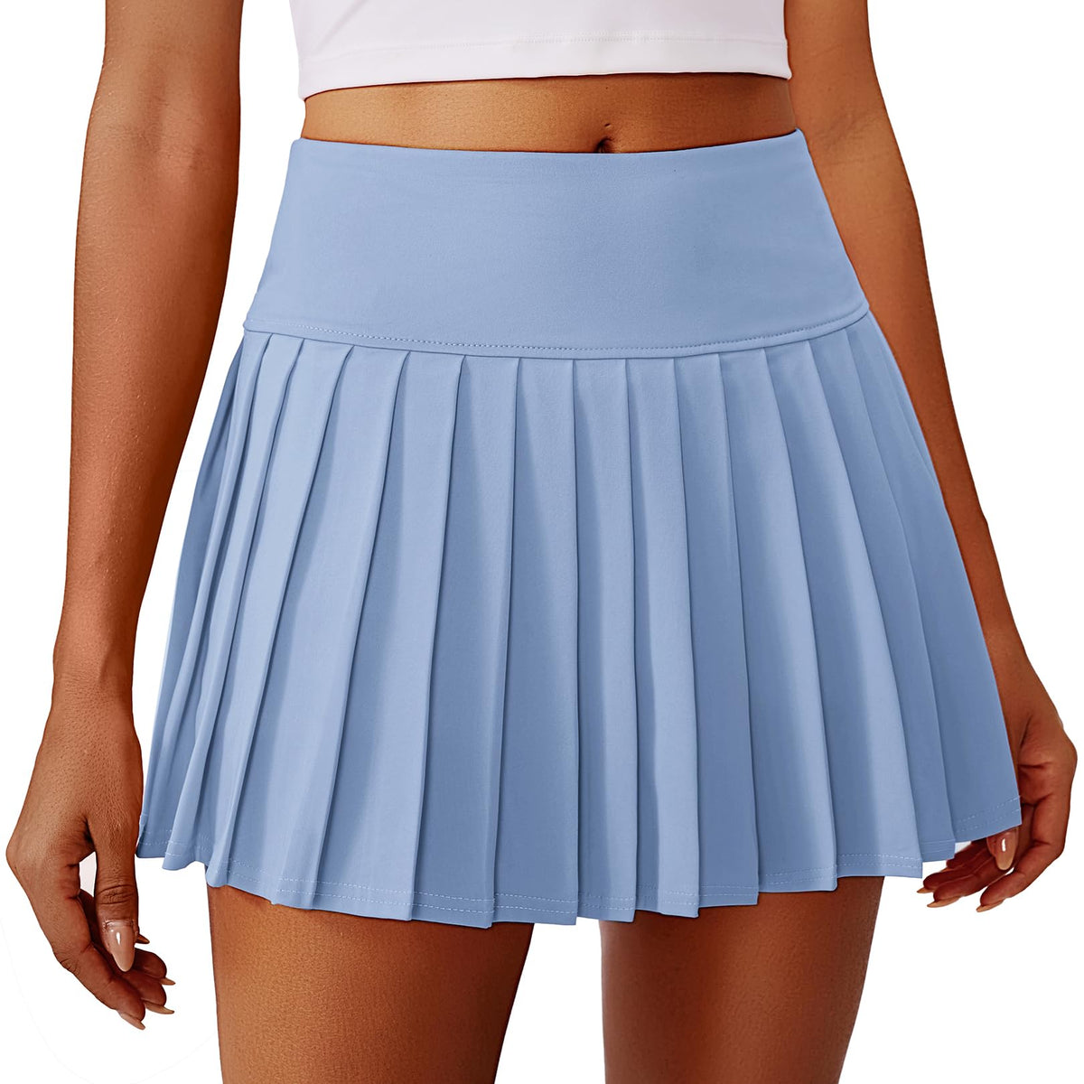 PINSPARK Pleated Tennis Skirts Mini Athletic Golf Skorts with Pocket