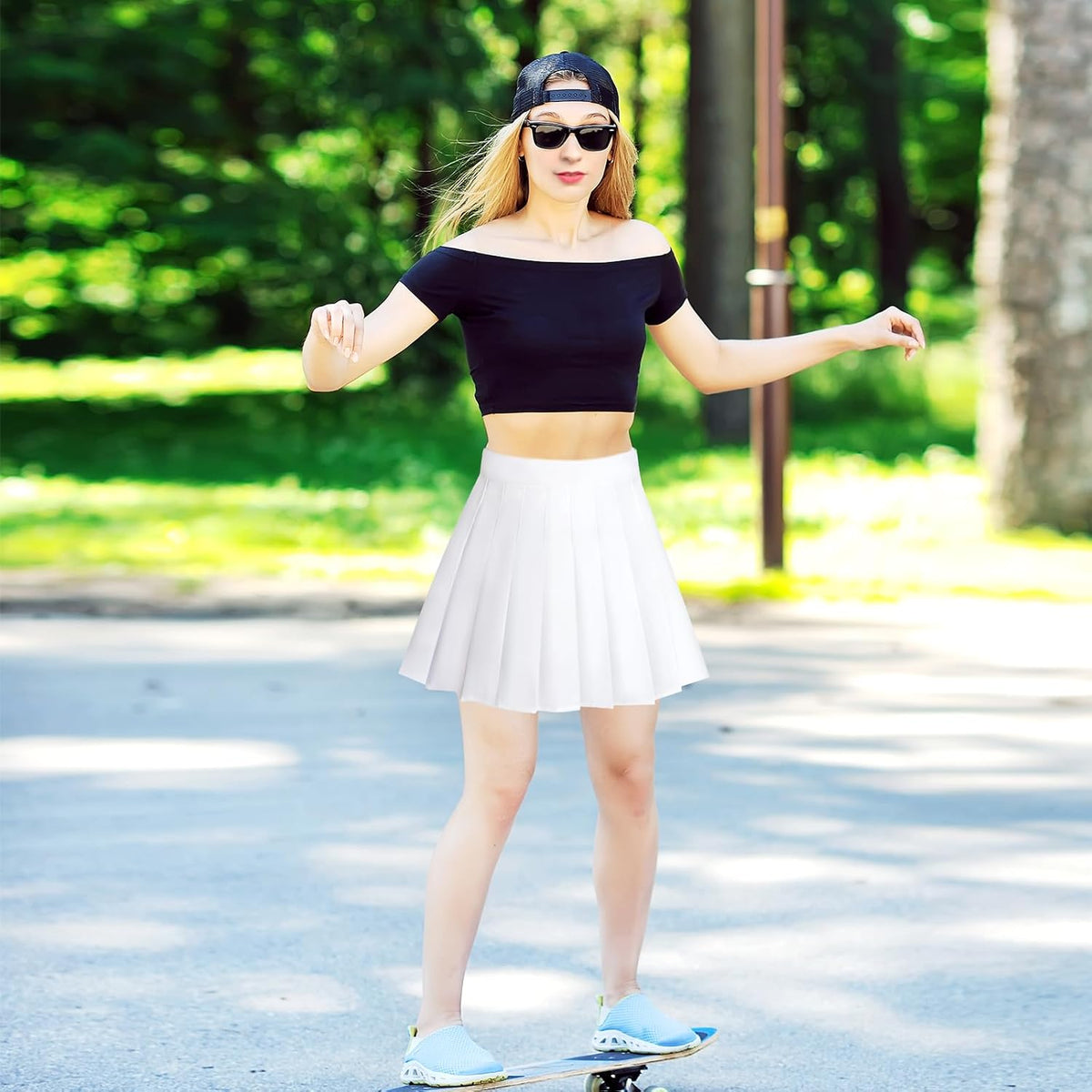 Rbenxia Womens Girl High Waisted Pleated Skirt A-Line Mini Skirt School Uniform Skater Tennis Skirts with Lining Shorts