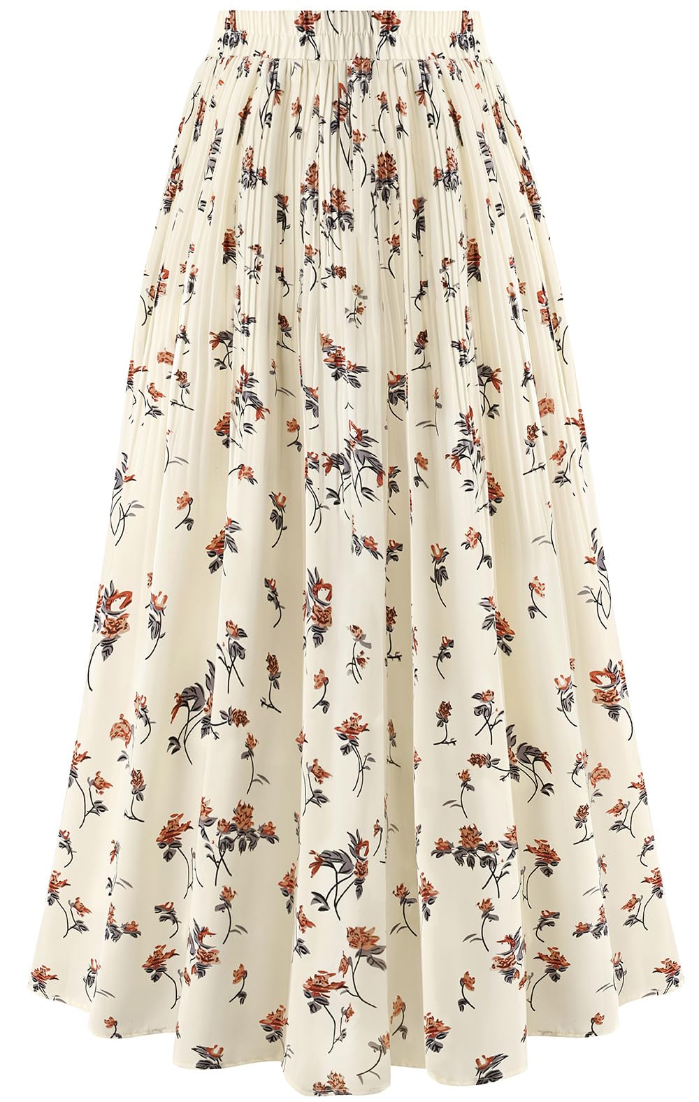 Basoteeuo Womens Skirt Leopard Print Midi Long Shirring Pleated Skirts High Waisted A Line Skirts