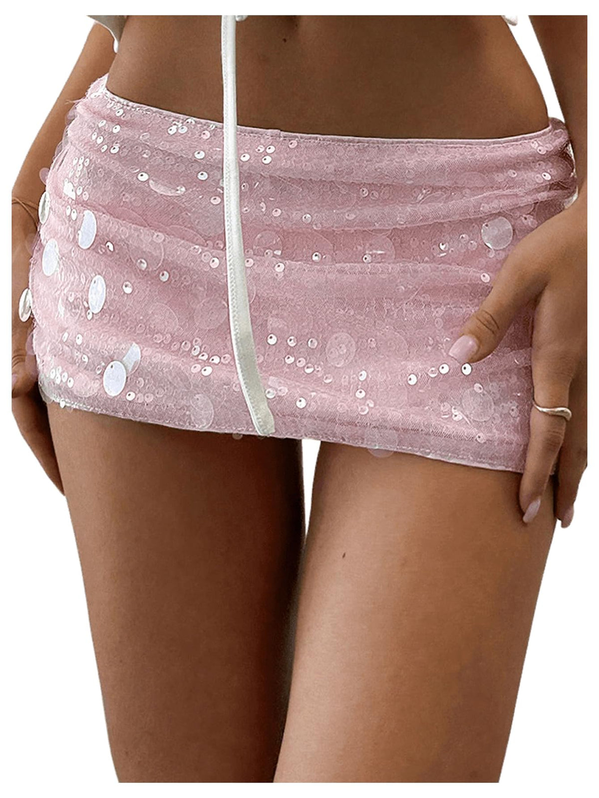 Floerns Women's Sequin Low Waist Mini Skorts Night Out Skirt Shorts