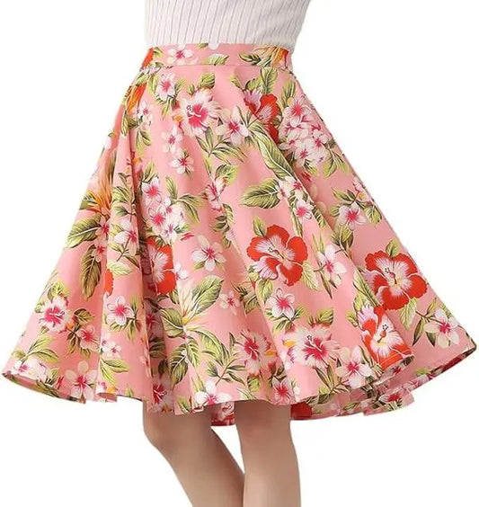 50's Retro Vintage Full Circle Skirt Women's Cocktail Party A-Line Skirt
