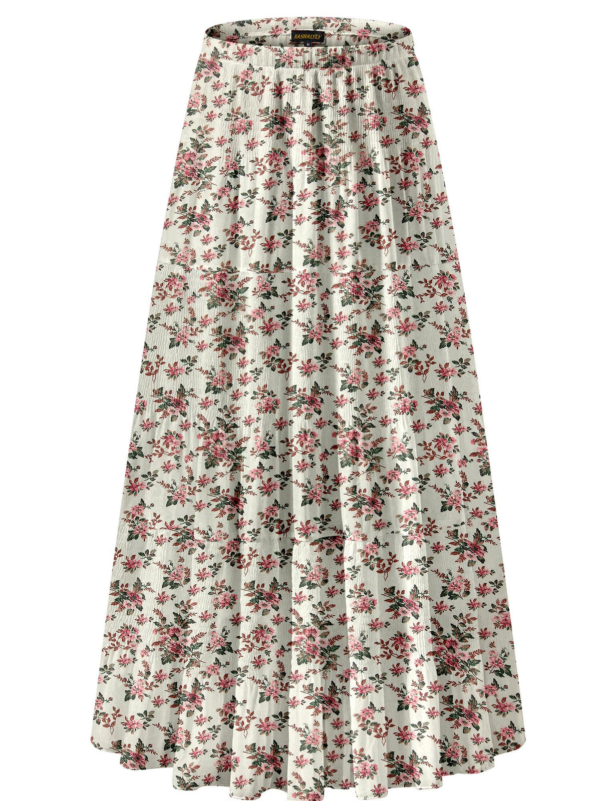 NASHALYLY Women's Chiffon Elastic High Waist Pleated A-Line Maxi Skirts