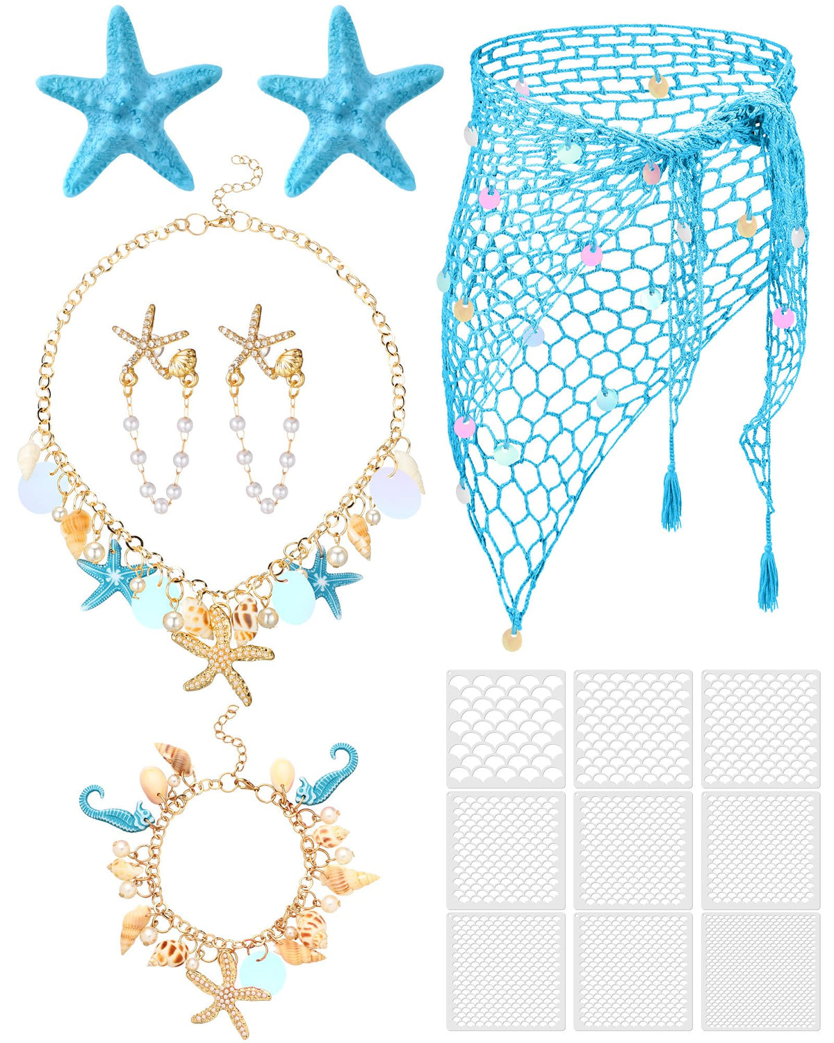 Tondiamo 22 Pcs Halloween Mermaid Costume Accessorie