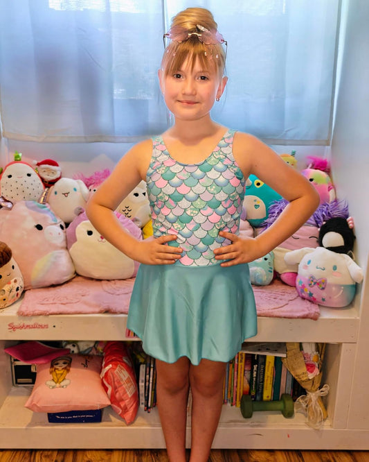 Yousie Girls One Piece Swimsuit with Skirt Bathing Suit Swim Dress 5-9Y