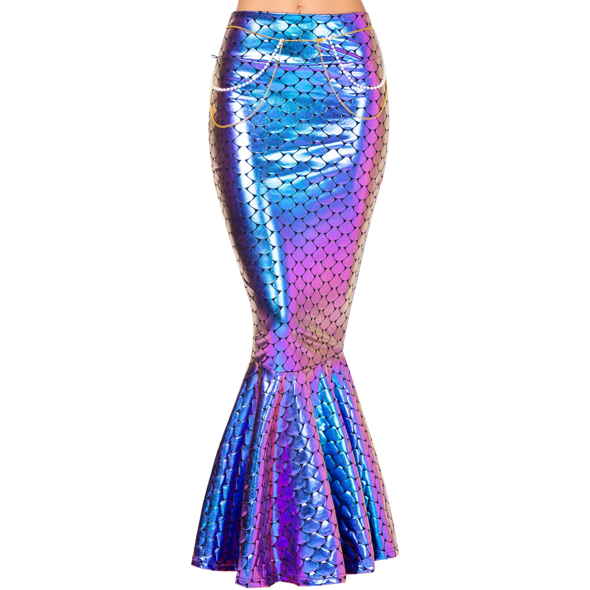 Spooktacular Creations Adult Metallic Hologram Shiny Mermaid Skirt Costume Role Play for Halloween Costumes Party Events