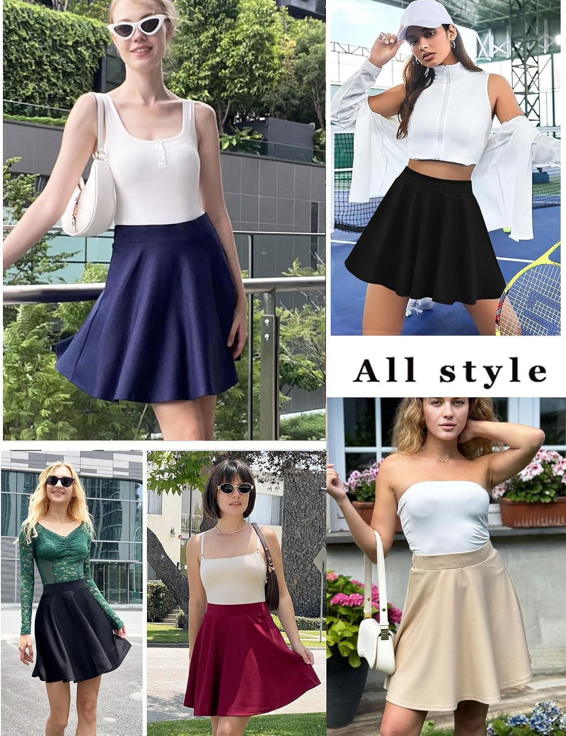 Zeagoo Women's Skirt Basic Mini Skater Skirt 2026 Summer Skirts Stretchable High Waist A-Line Party Club Skirts