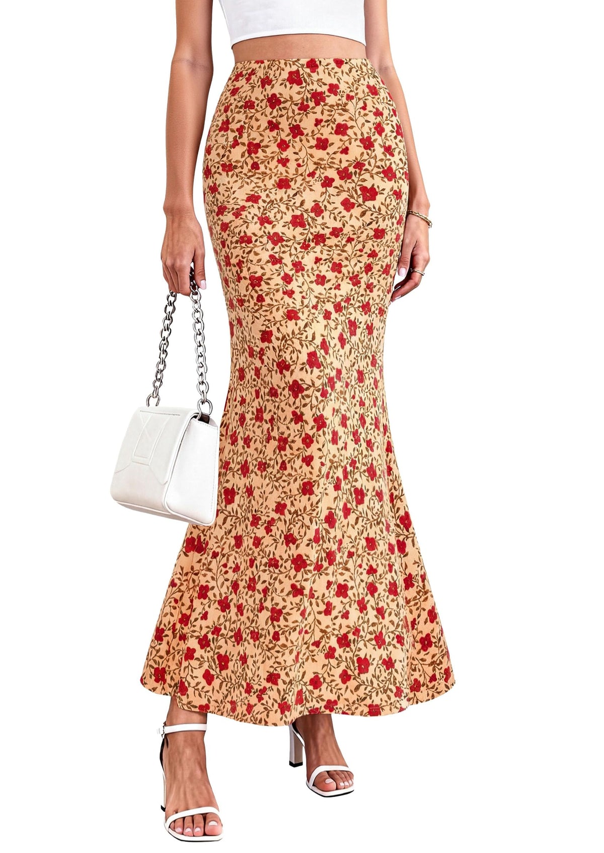 PRETTYGARDEN Women's Maxi Skirt 2026 Summer Flowy Polka Dot Floral High Waisted Mermaid Office Work Spring Long Slip Skirts