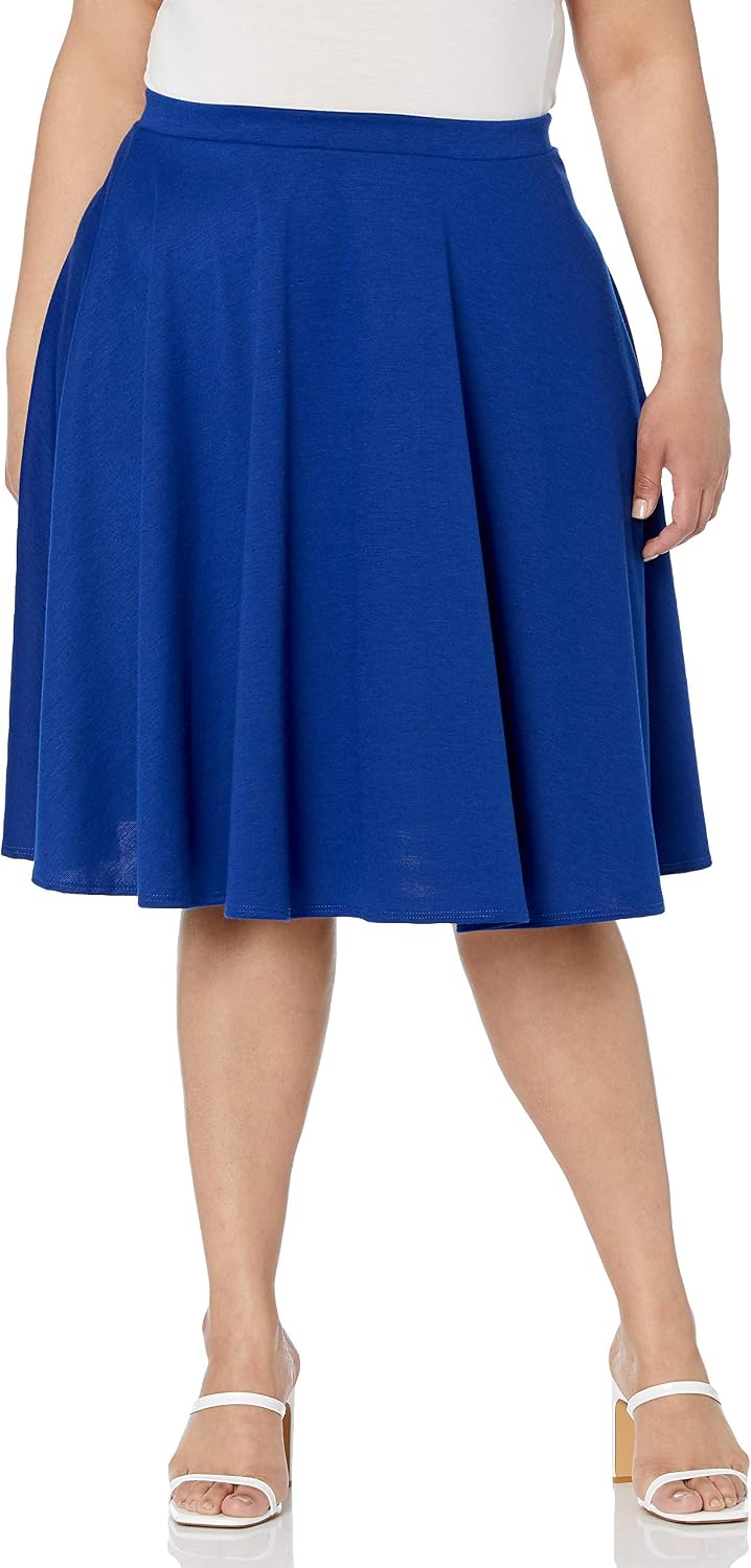 Star Vixen Women's Plus-Size Knee Length Full Skater Skirt