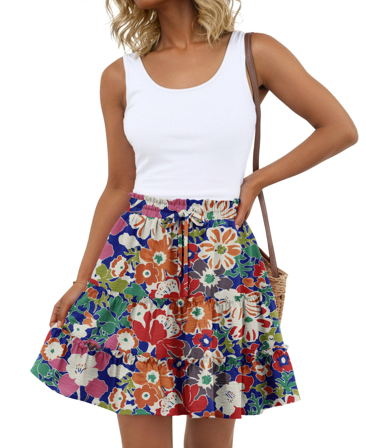 Lepunuo Summer Skirts for Women Flowy Casual Skorts Ruffle Tiered Skirts