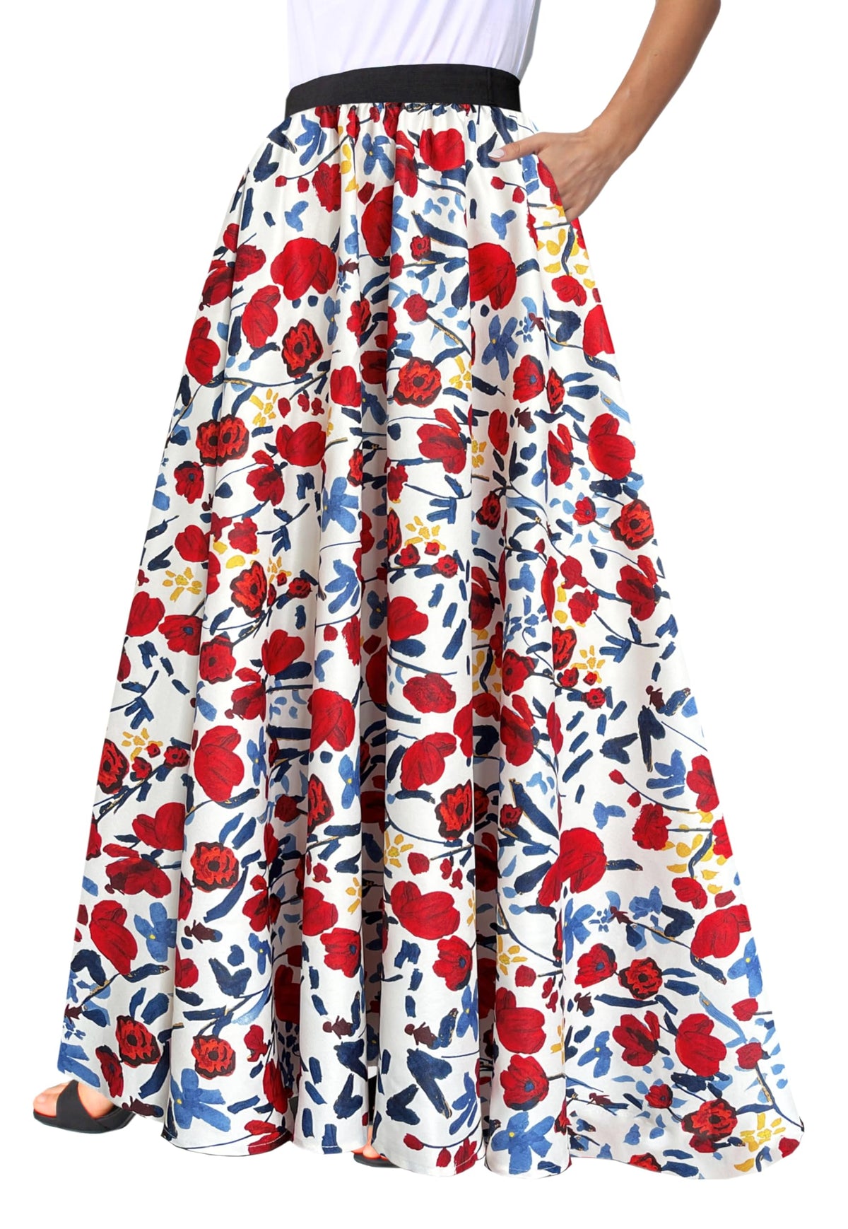 Afibi Women African Skirt Printed Ankara Maxi Skirt Dashiki Long Skirts with Pockets