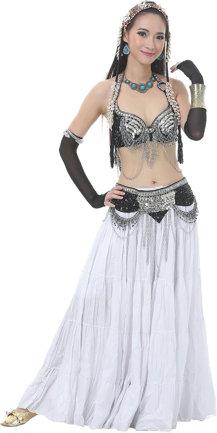 Astage Woman Belly Dance Full Circle Maxi Trible Skirts Linen Bohe Dress