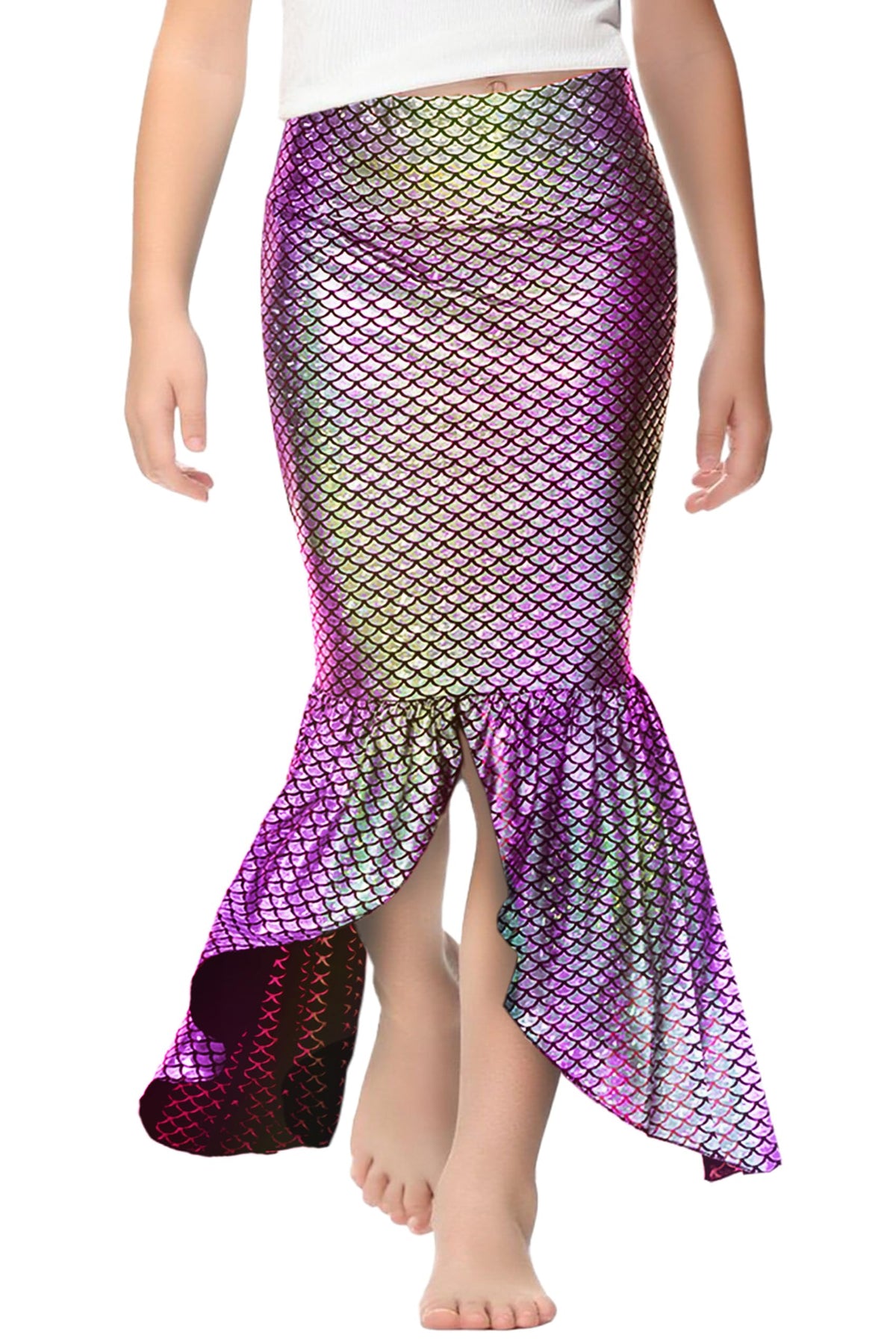 AOBUTE Girls Mermaid Skirts Elastic Waisted Shiny Skirt XS-XL
