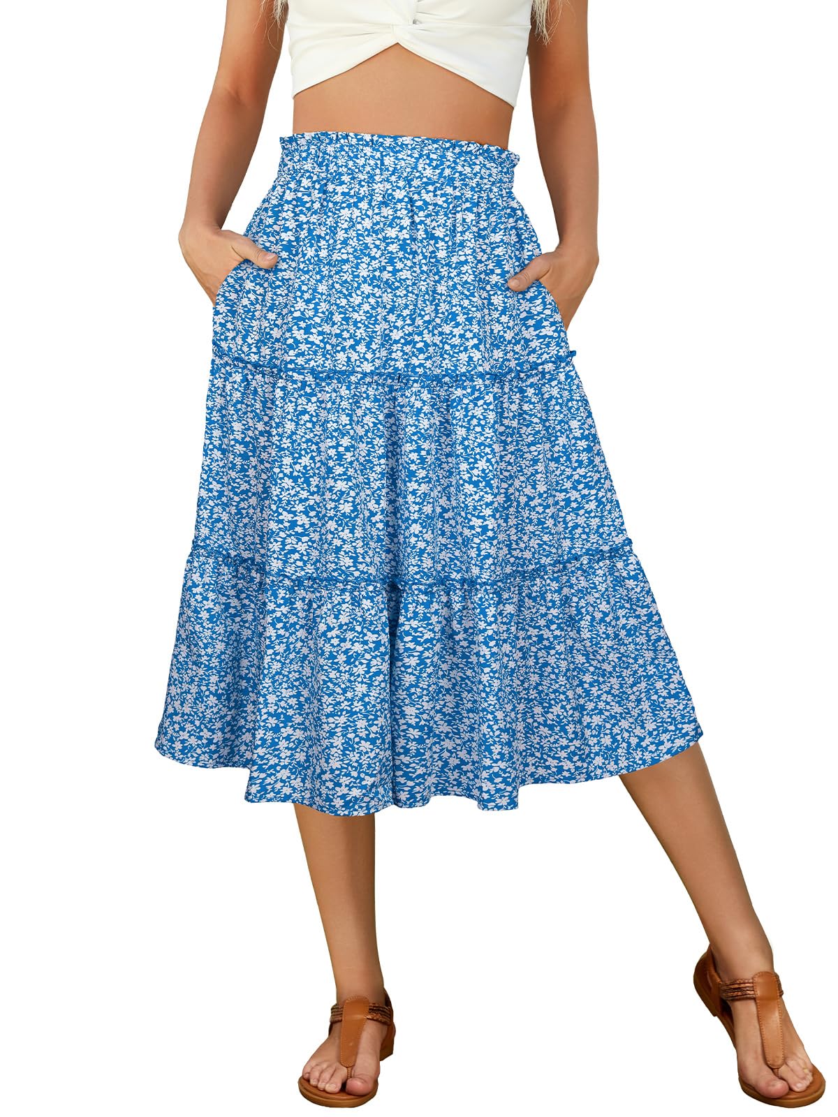 Berydress Midi Skirts for Women 2026 High Waist Casual Summer Boho Skirt