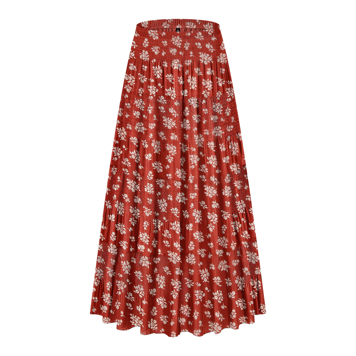 CYiNu Women's Chiffon Elastic High Waist Tiered Pleated Floral Printed A-Line Boho Long Maxi Skirts