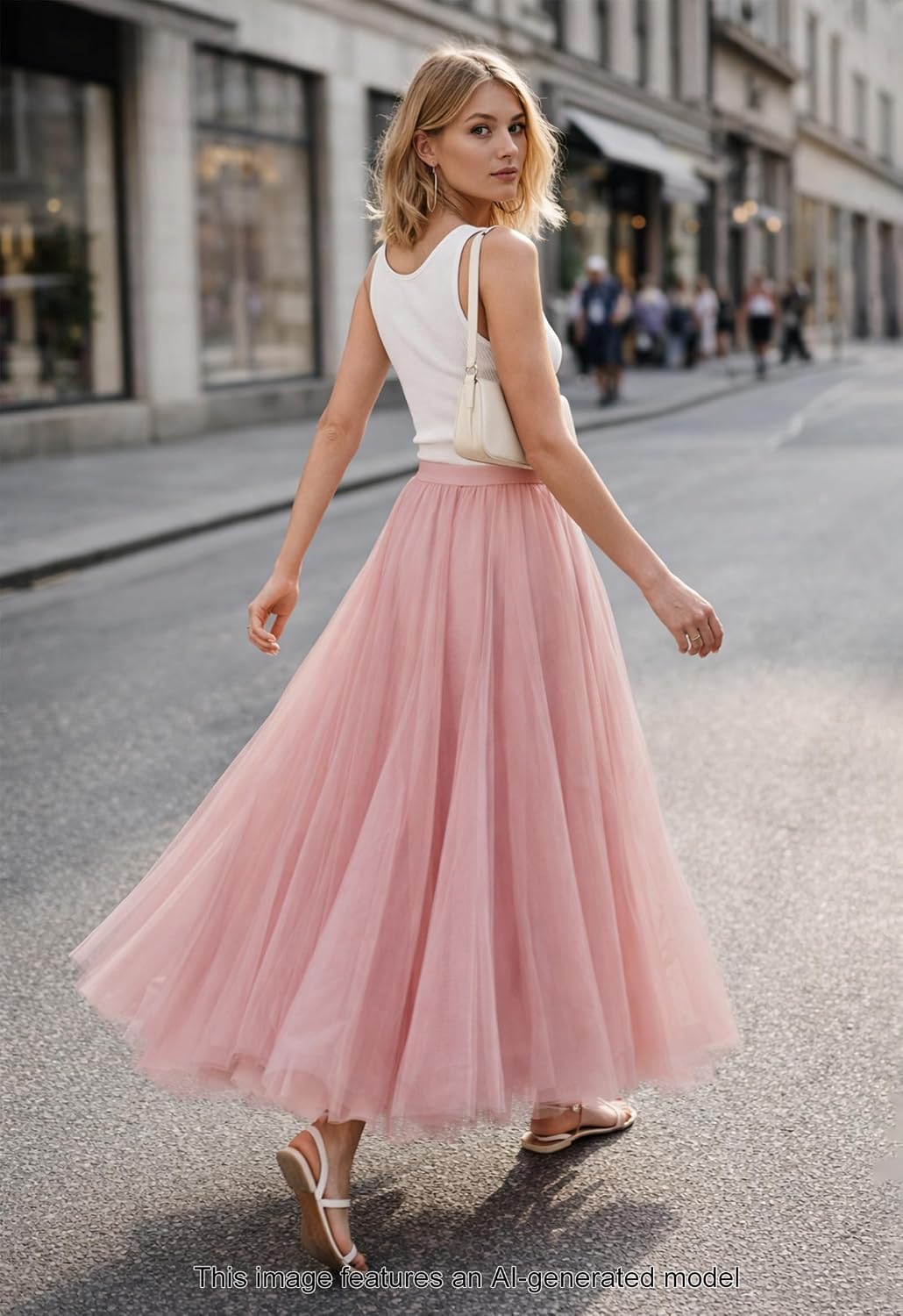 SANGTREE Women's Maxi Tulle Skirts A-Line Layered Long Mesh Flowy Skirt