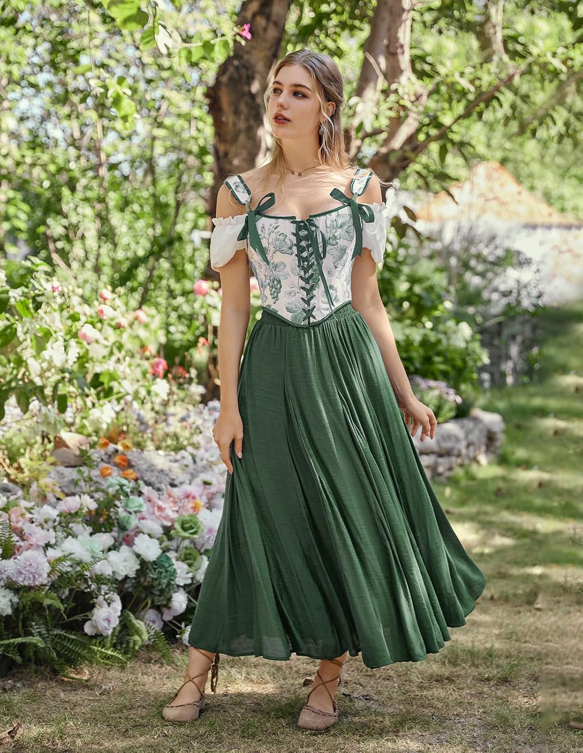 Scarlet Darkness Maxi Skirts for Women Long Flowy Boho Renaissance Skirt