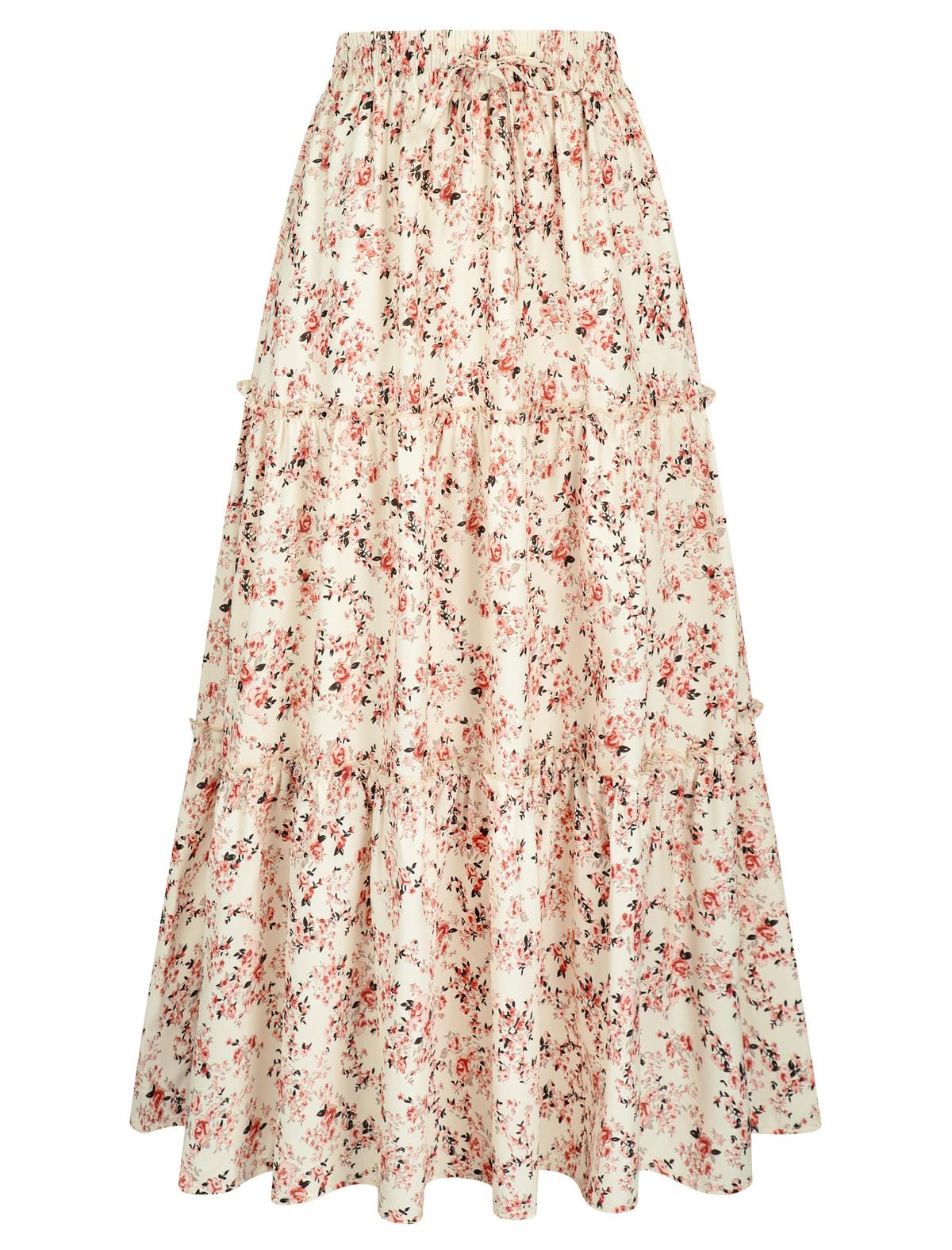 Arolina Women's Summer Maxi Skirt Trendy High Waist Pleated Ruffle Long Skirts Flowy Beach Boho Skirt Dress with Pockets