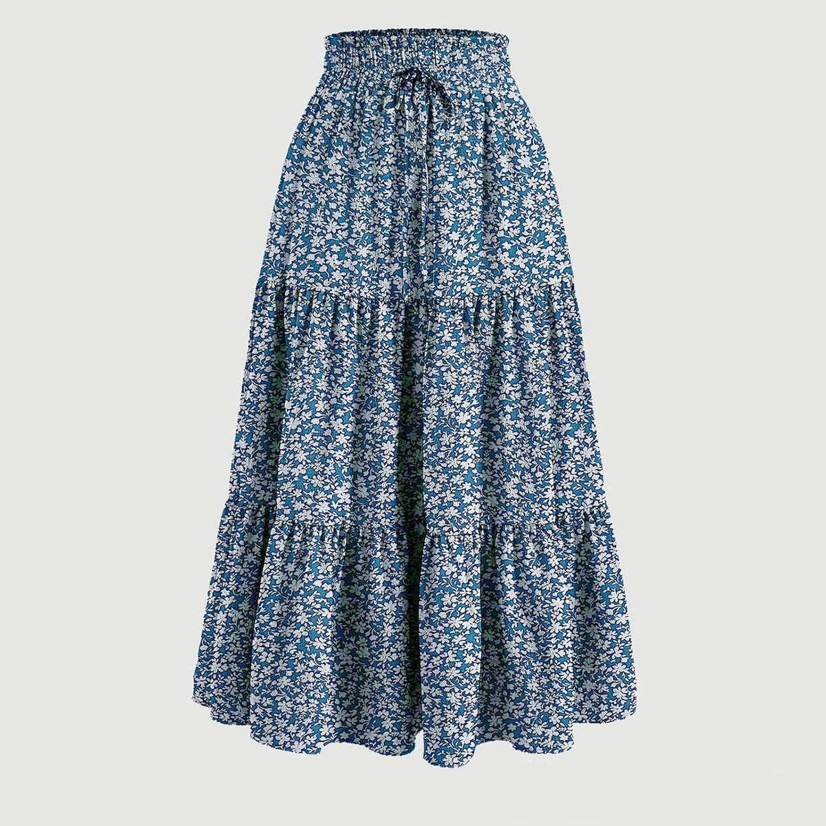 Boho Long Skirts for Women Summer Flowy Pleated A Line Floral Maxi Skirt Y2k Comfy Tiered Elastic High Waisted Skirts
